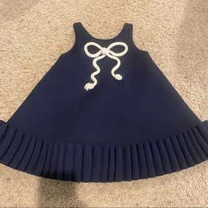 Nikolai designer couture style navy rope bow dress